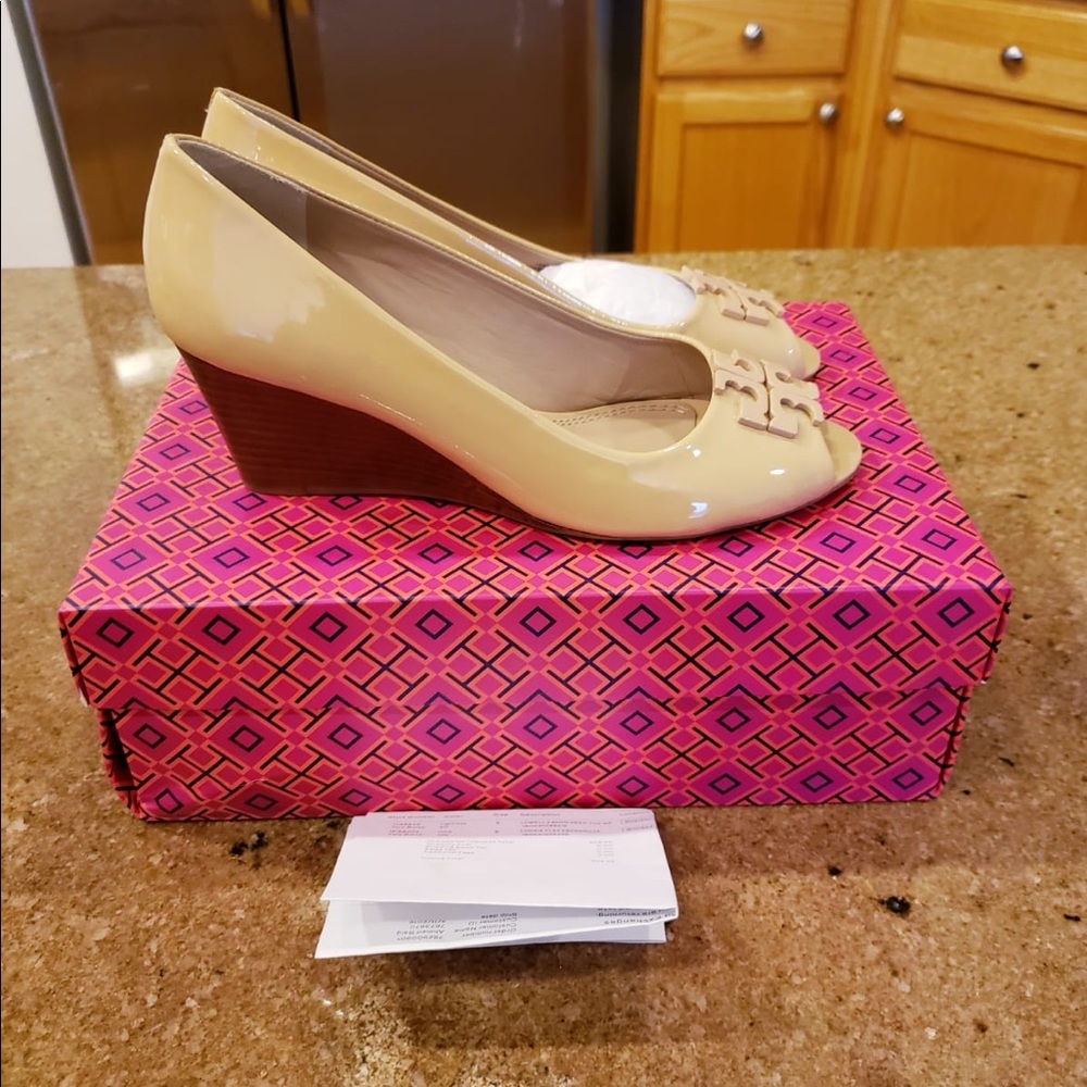 Tory Burch Peep Toe Wedges